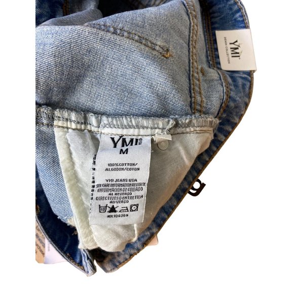 YMI Dream Collection Rigid+Stretch Denim Ripped Mini Skirt Blue Womens SZ M NWT - Picture 8 of 9